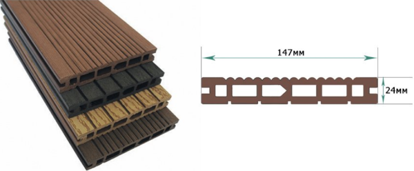 Террасная доска из ДПК Terrapol Классик Пустотелая с пазом купить в Шилке
