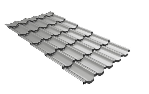 Металлочерепица квинта плюс с 3D резом 0,45 PE RAL 9006 бело-алюминиевый купить в Шилке