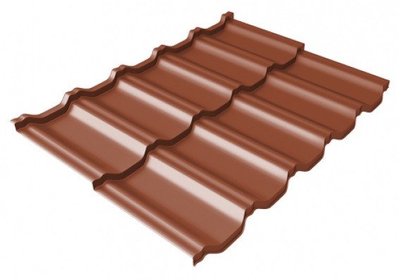 Металлочерепица модульная Квинта Uno Grand Line c 3D резом 0,5 Satin Мatt RAL 8004 терракота купить в Шилке