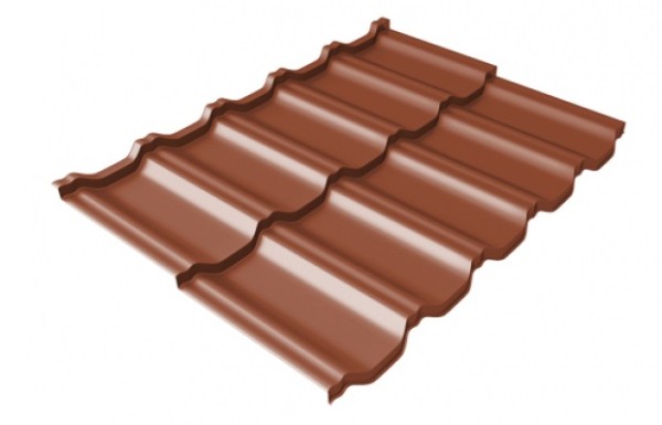 Металлочерепица модульная Квинта Uno Grand Line c 3D резом 0,45 PE RAL 8004 терракота купить в Шилке
