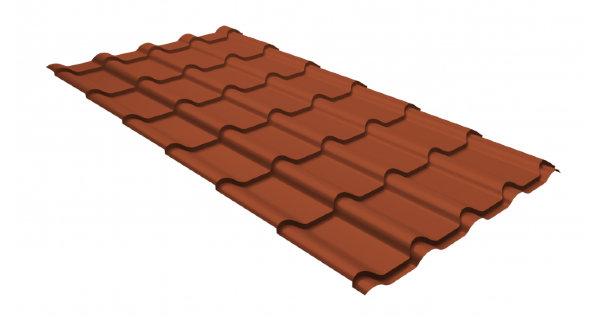 Металлочерепица камея GL 0,5 GreenCoat Pural Matt RR 750 кирпично-красный (RAL 8004 терракота) купить в Шилке