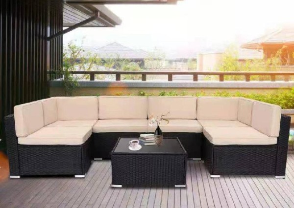 Диван-Трансформер AFINA модульный плетеный из иск. ротанга YR822_Black/Beige купить в Шилке